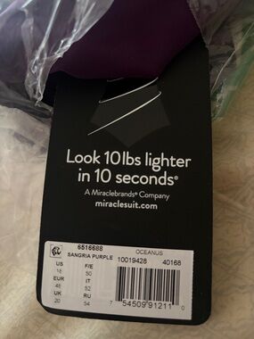 NWT Miraclesuit swim Oceanus one piece, Sangria purple, size 18